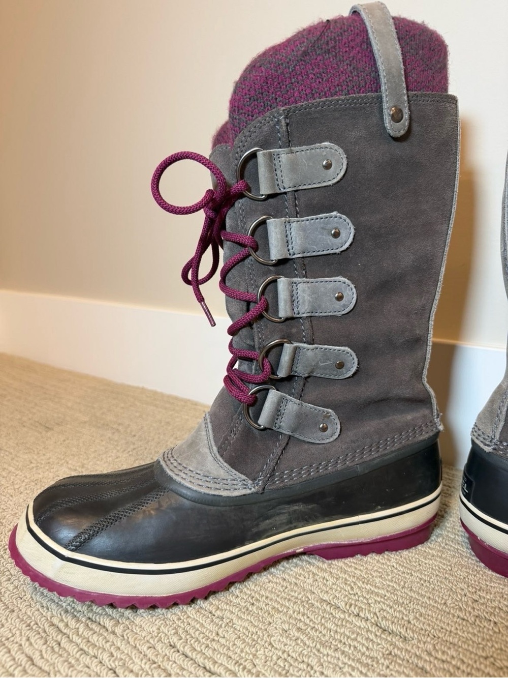 Sorel Women's Gray and Plum Joan of Arctic Insulated Winter Boots - Picture 7 of 12